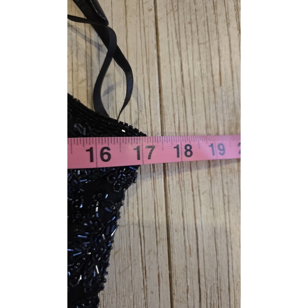Vintage Laurence Kazar Beaded Halter Maxi Silk Sequin Evening Gown Clean Girl M - Picture 9 of 11